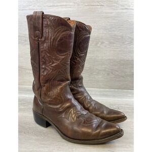 Vintage Texas‎ Imperial Men's Western Boot Brown Leather 9 Pointed Toe Cowboy